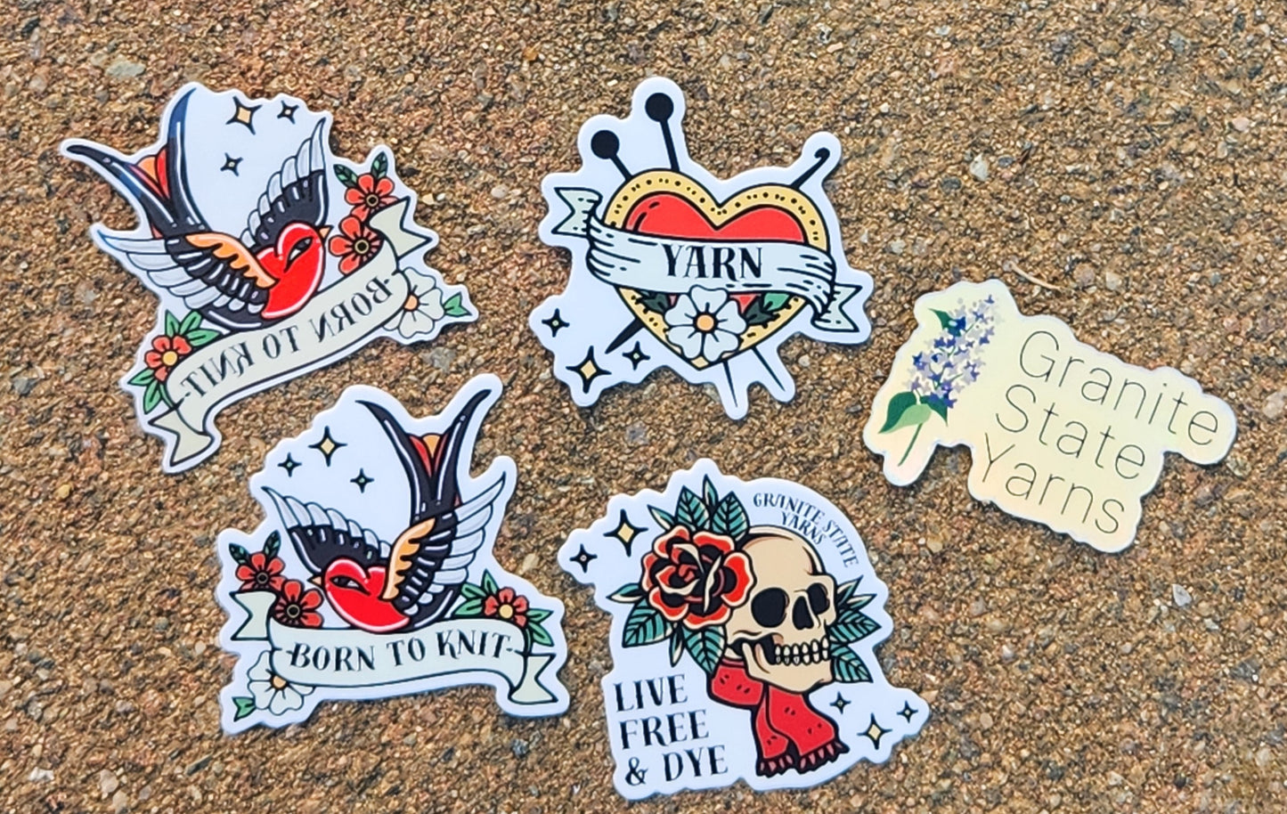Yarn Tattoo Sticker Collection - Granite State Yarns