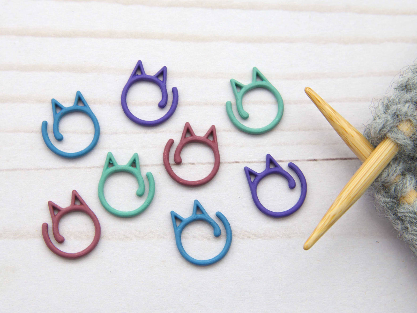 Colorful Cat Split Ring | Stitch Markers - Granite State Yarns