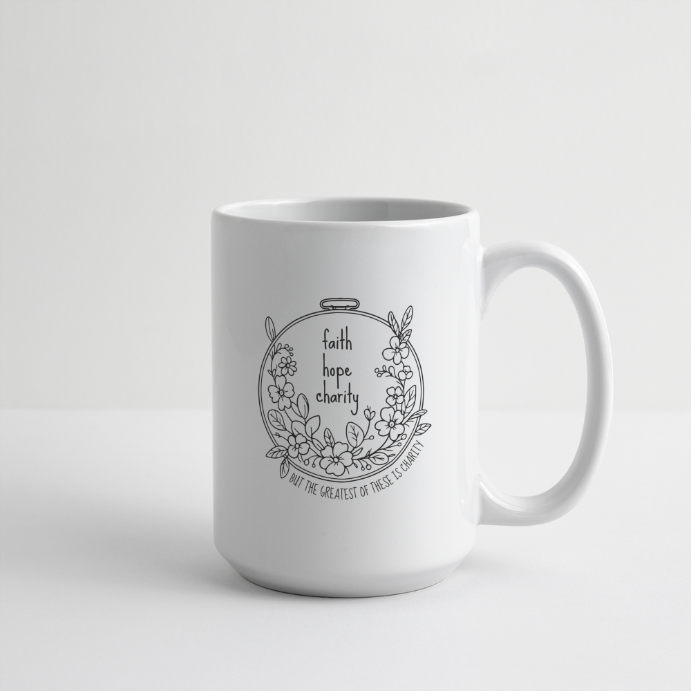 Faith Hope Charity Mug - white