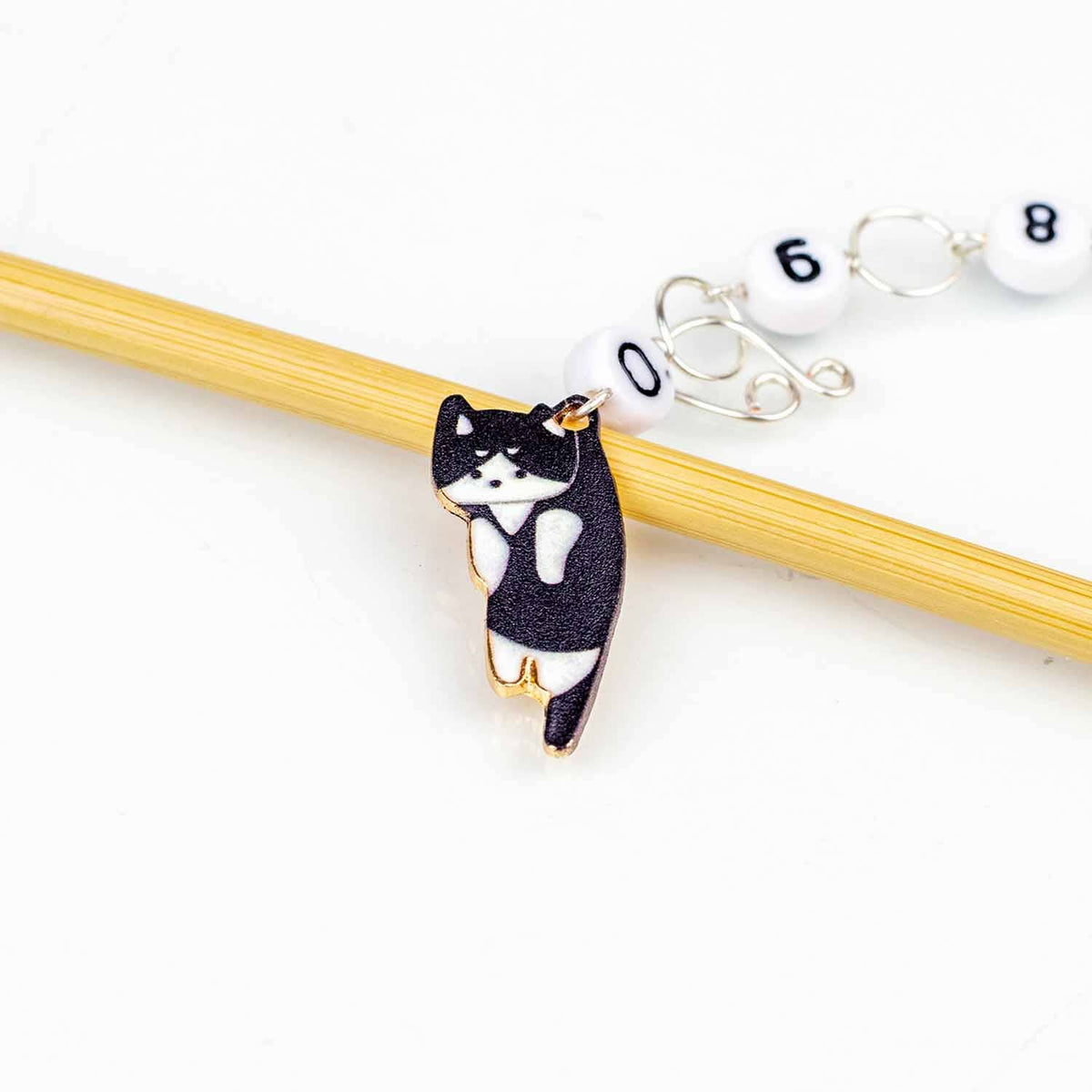 Black Tuxedo Cat Knitting Chain Row Counter - Granite State Yarns