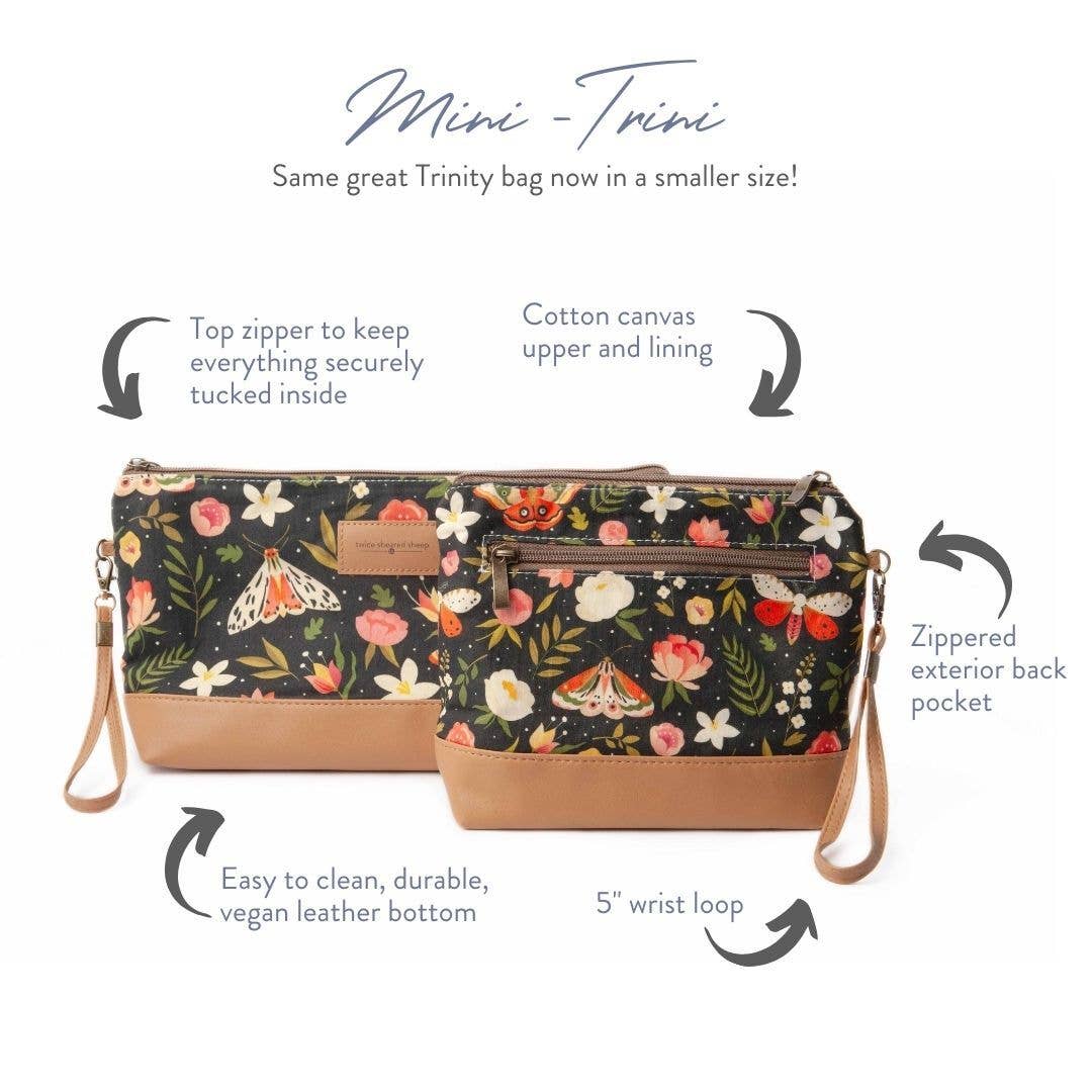 Mini Trini Bag – Small Zippered Sock Project Bag - Spring Floral