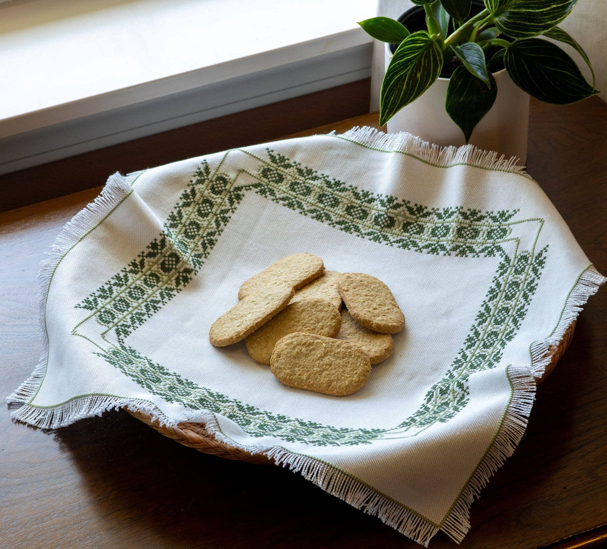 Eliska cross stitch basket cloth kit - Granite State Yarns