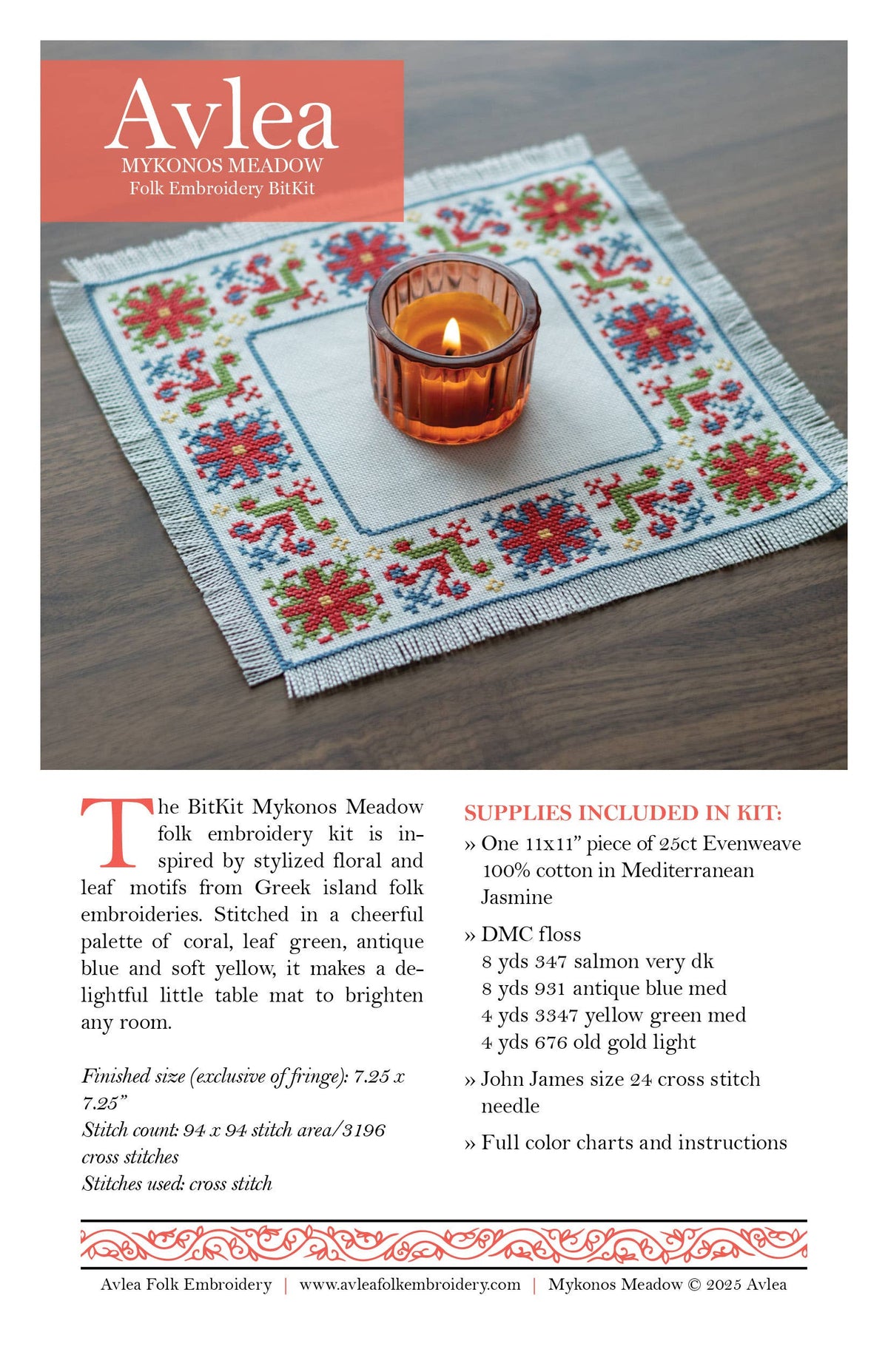BitKit Mykonos Meadow cross stitch kit - Granite State Yarns