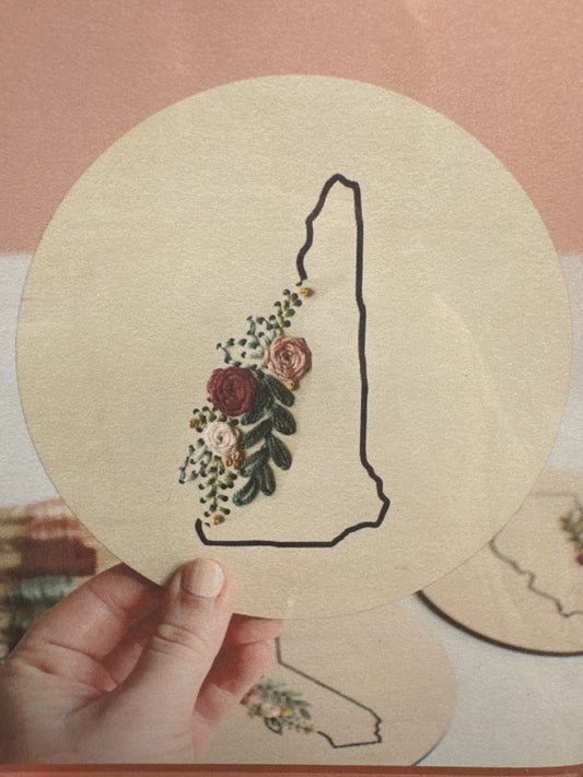 Floral State Embroidery Kit – Decorative Wall Art DIY Craft - Granite State Yarns