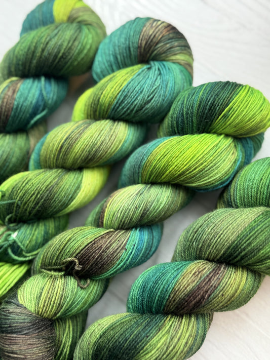 Jungle Green OOAK Sock Yarn