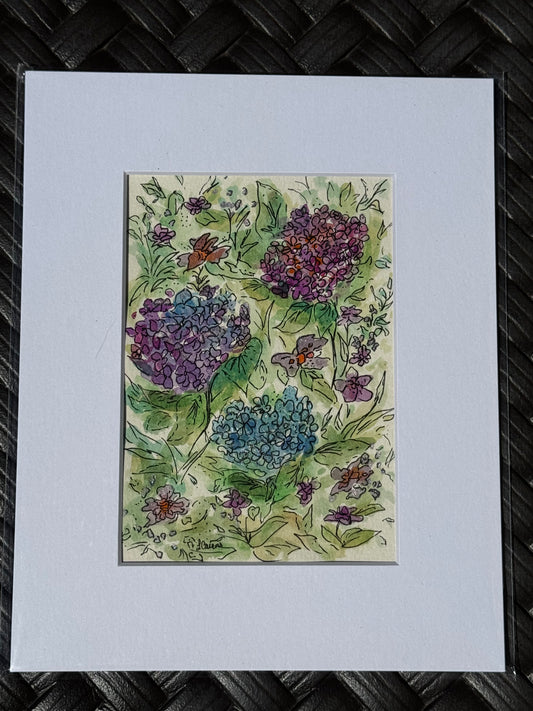 "Floral Series #9” Original Watercolor Painting - Granite State Yarns