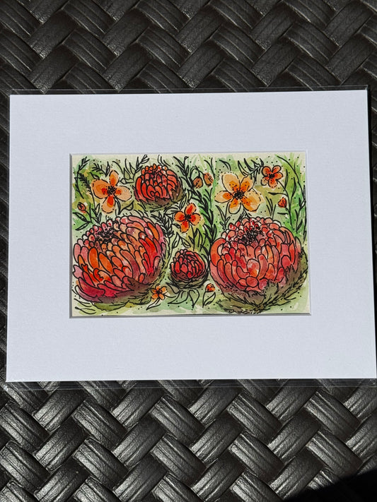 "Floral Series #8” Original Watercolor Painting - Granite State Yarns