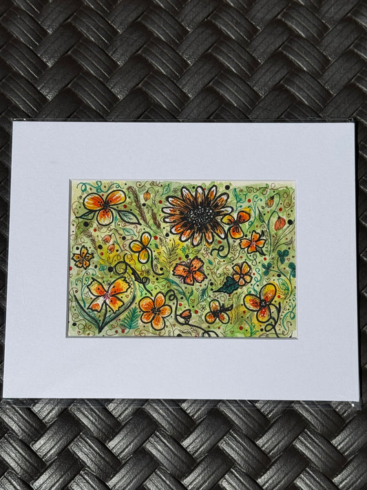 "Floral Series #7” Original Watercolor Painting - Granite State Yarns