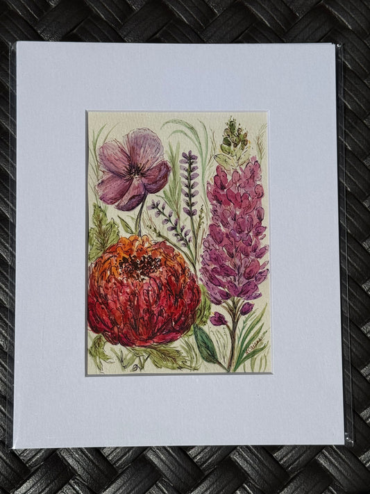 "Floral Series #4” Original Watercolor Painting - Granite State Yarns