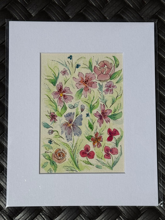 "Floral Series #3” Original Watercolor Painting - Granite State Yarns