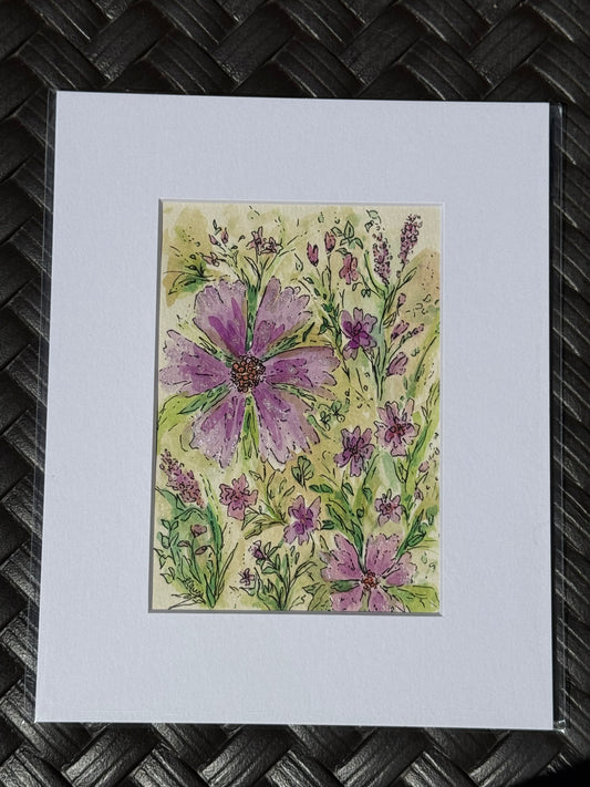 "Floral Series #1" Original Watercolor Painting - Granite State Yarns