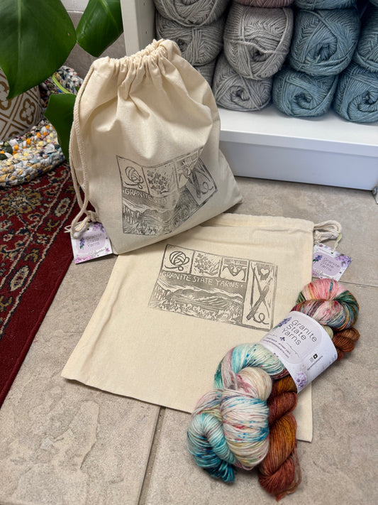 Linocut Project Bag: first printing - Granite State Yarns