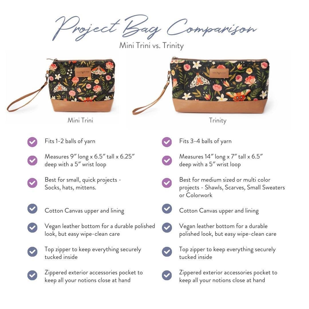Mini Trini Bag – Small Zippered Sock Project Bag - Spring Floral