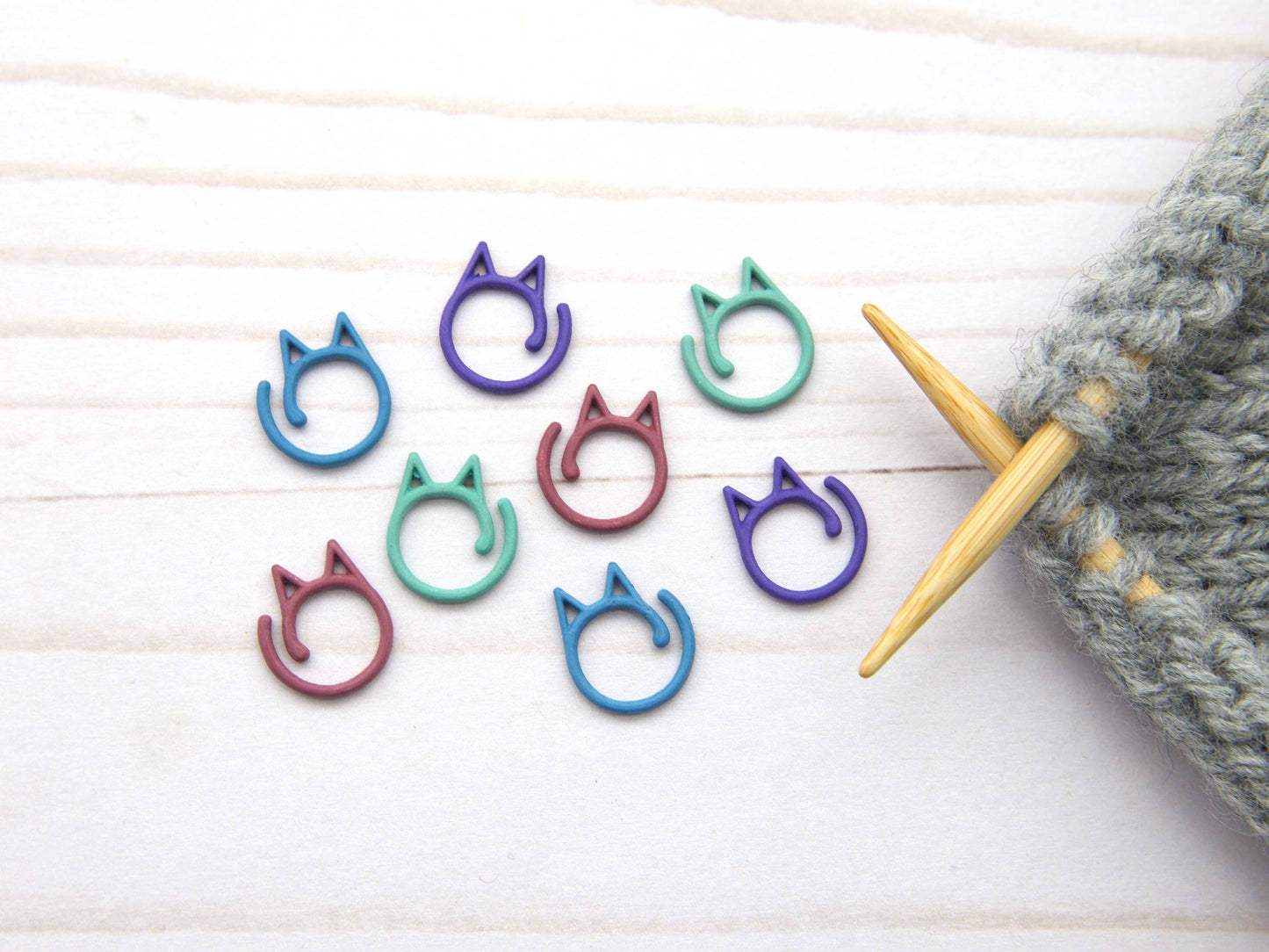 Colorful Cat Split Ring | Stitch Markers