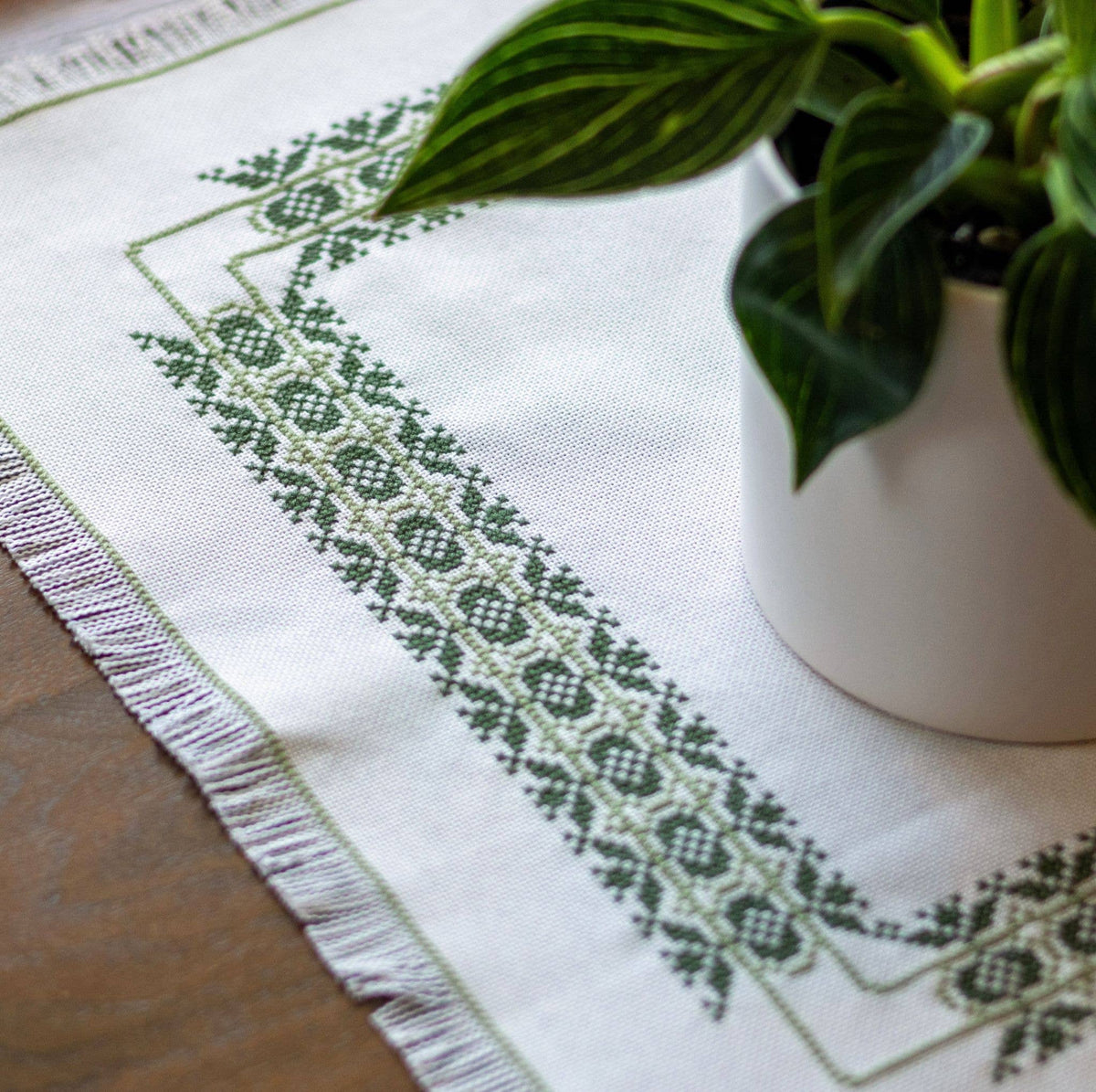Eliska cross stitch basket cloth kit - Granite State Yarns
